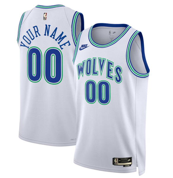 Men%27s Minnesota Timberwolves Active Player Custom White 2023-24 Classic Edition Stitched Jersey